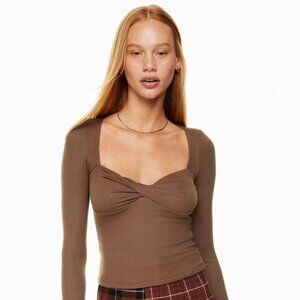 Aritzia Sunday Best Lula Long Sleeve Top - S, Cognac